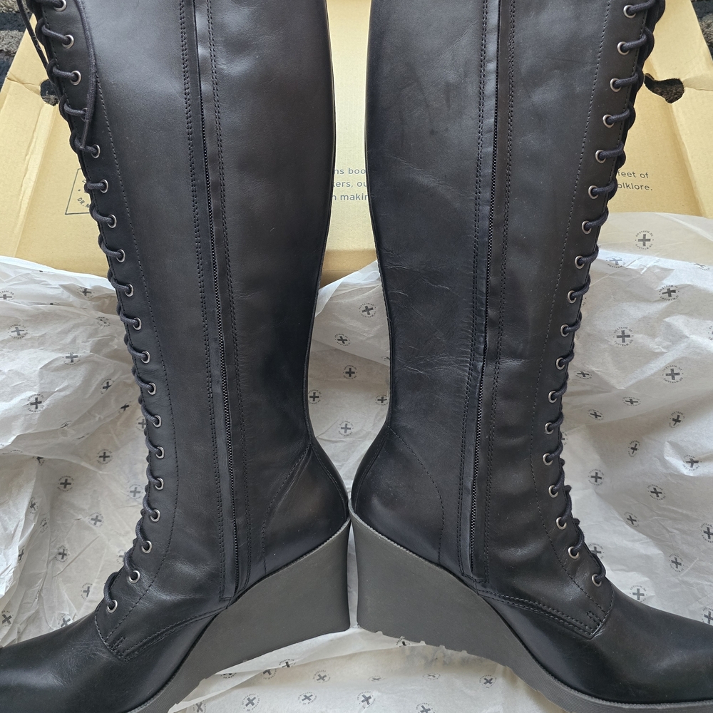 Dr. Martens Black Lace-Up Wedge Boots